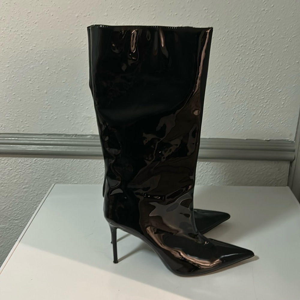 Express Patent Knee High Boots